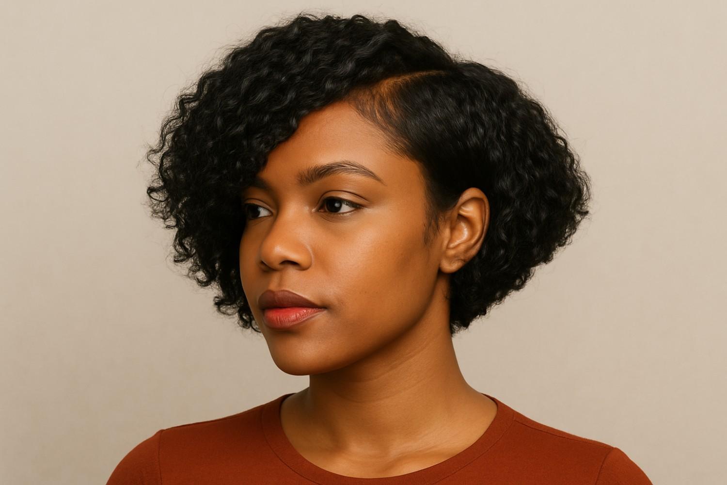 Asymmetrical Bob for curly hair