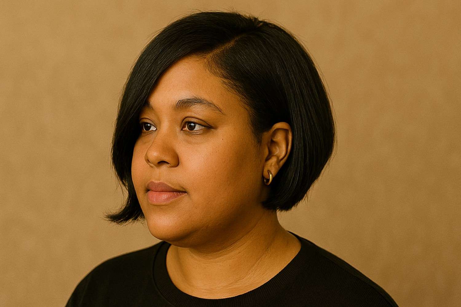 Asymmetrical Bob haircut for round face