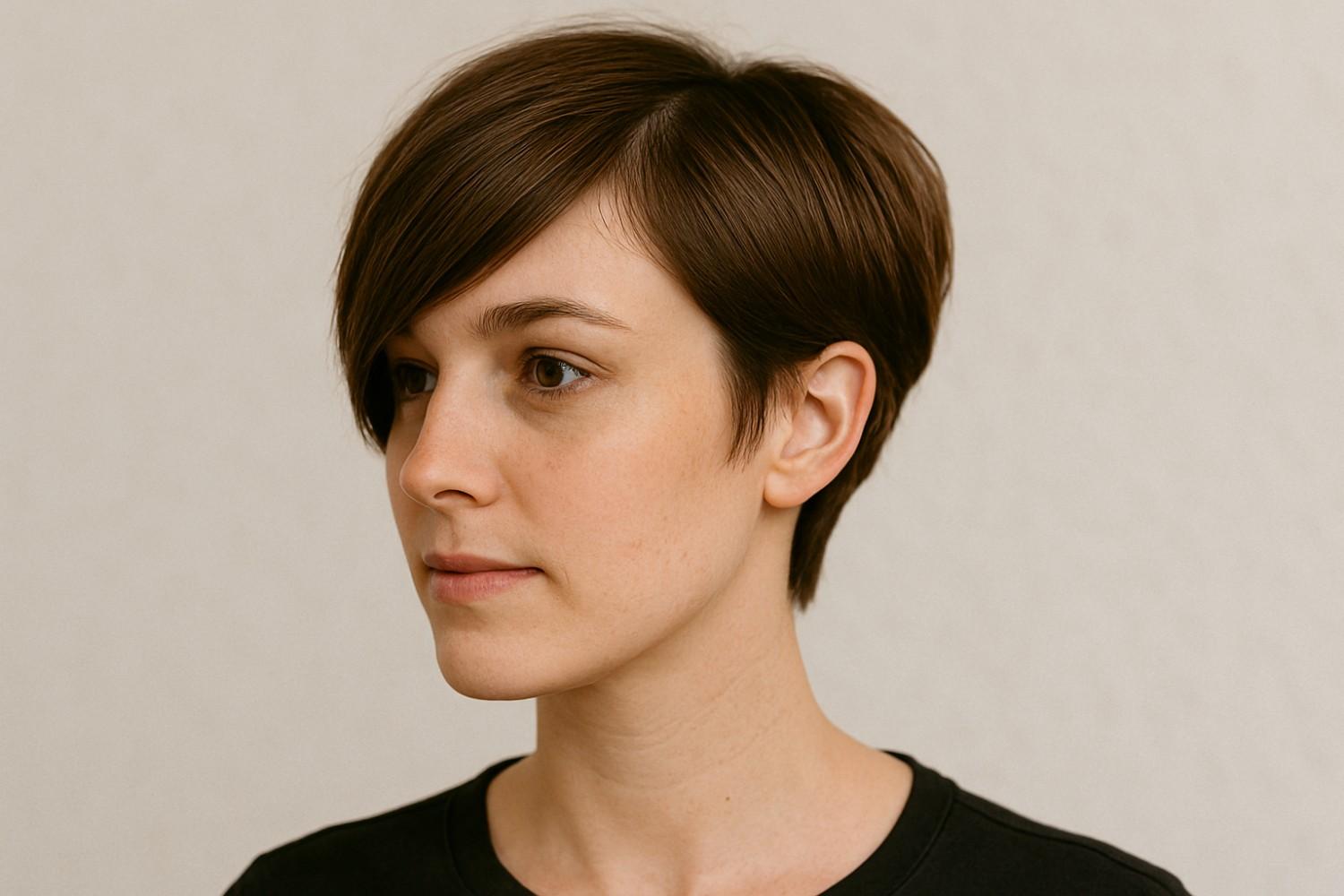 Asymmetrical Pixie haircut for fine hairs short