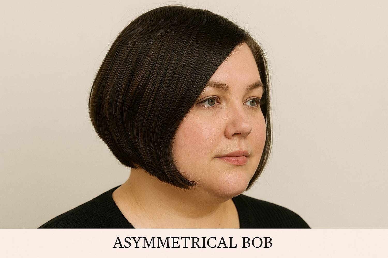 Asymmetrical bob for round face