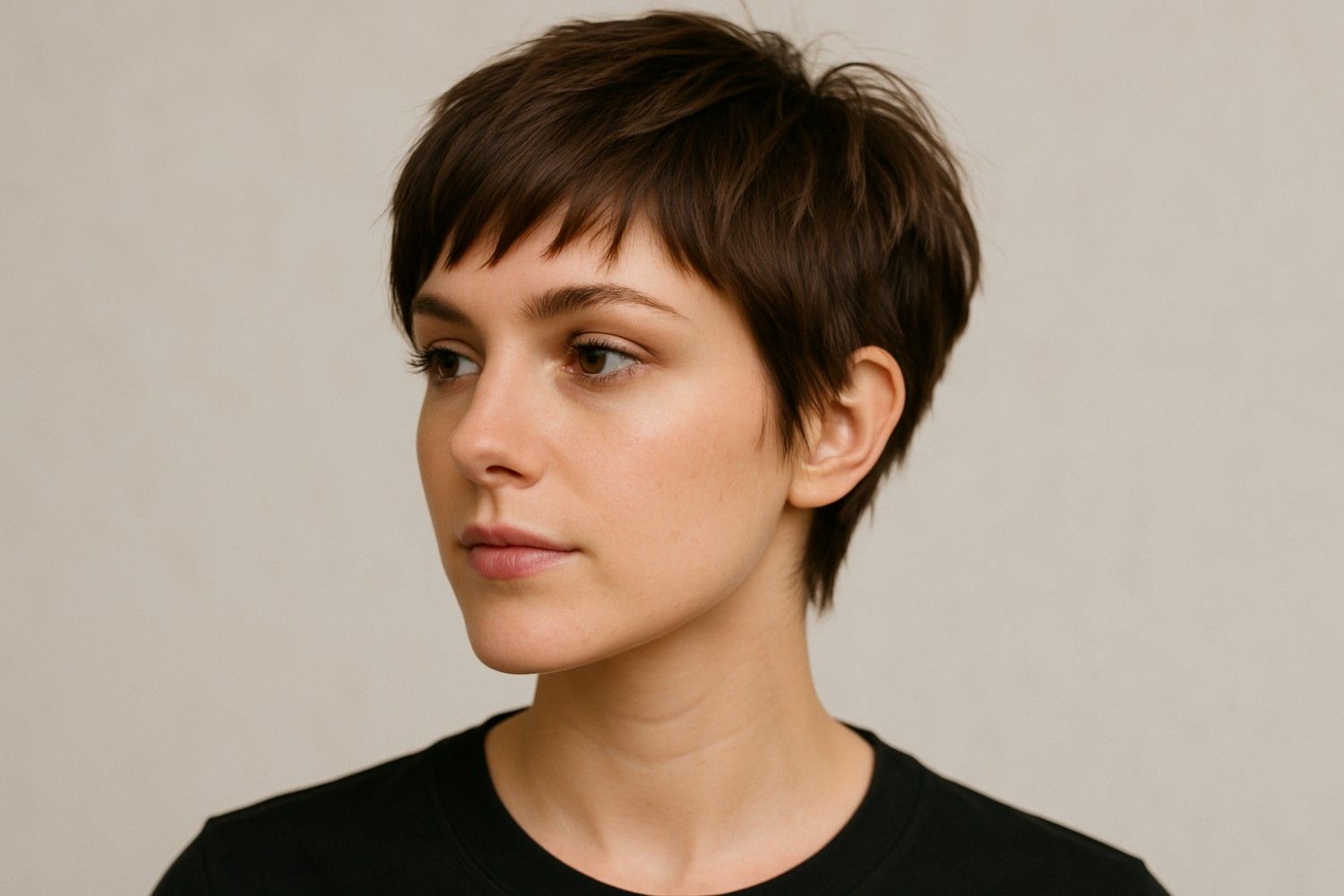 Choppy Pixie with Bangs for short fine hairs