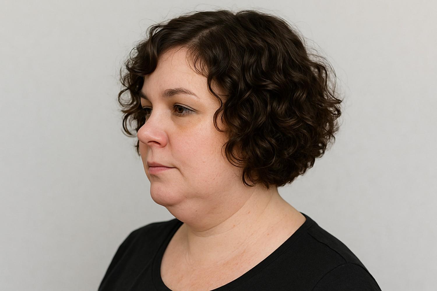 Curly Bob to Soften the Jawline