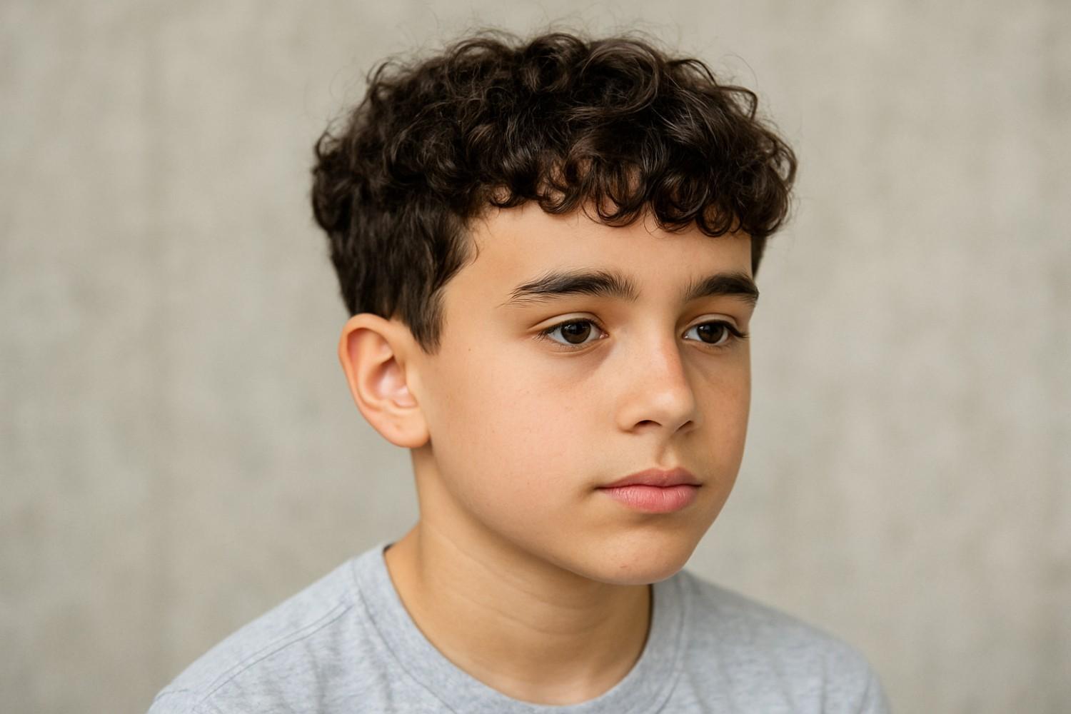 Curly Crop with Fringe Haircut for boys