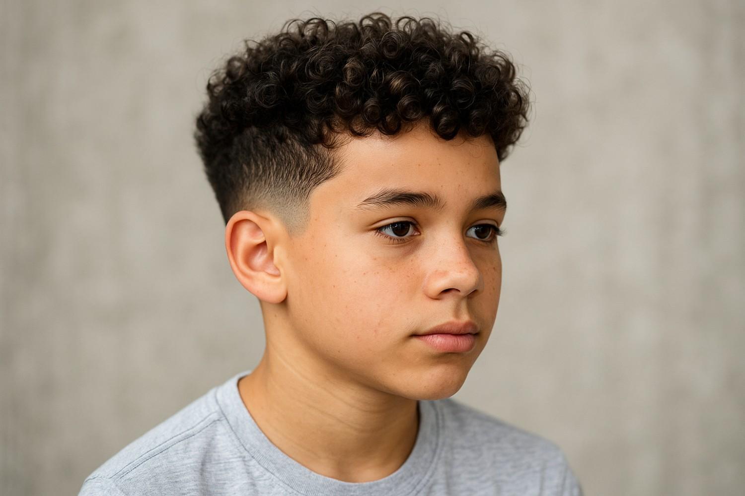 Curly Taper Fade for a young boy