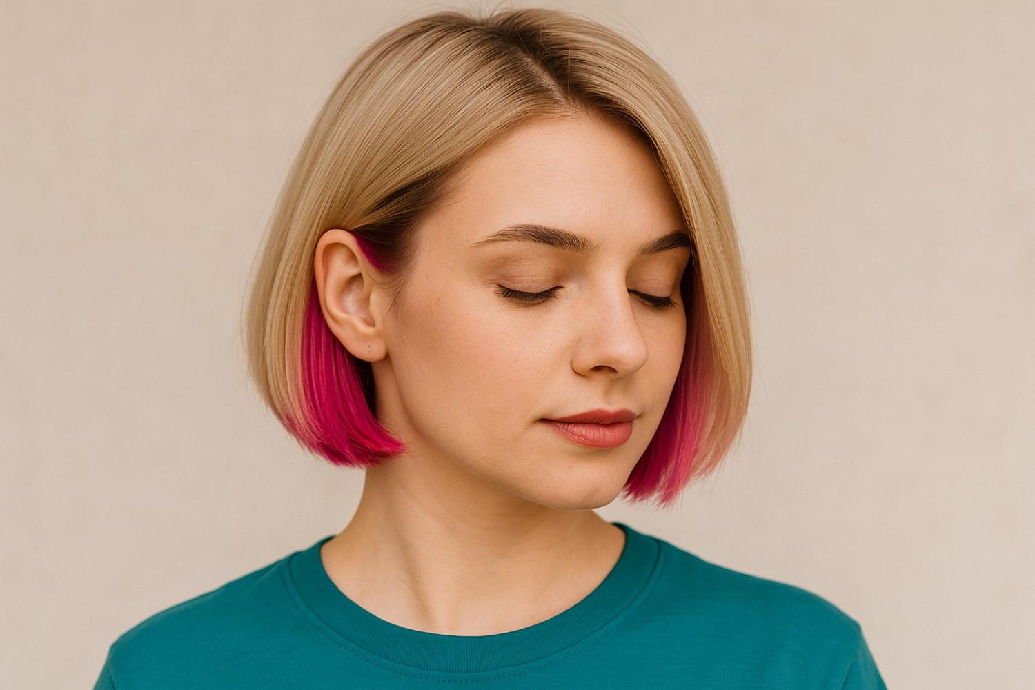 Dyeing just the underlayer of your hair in a bold shade