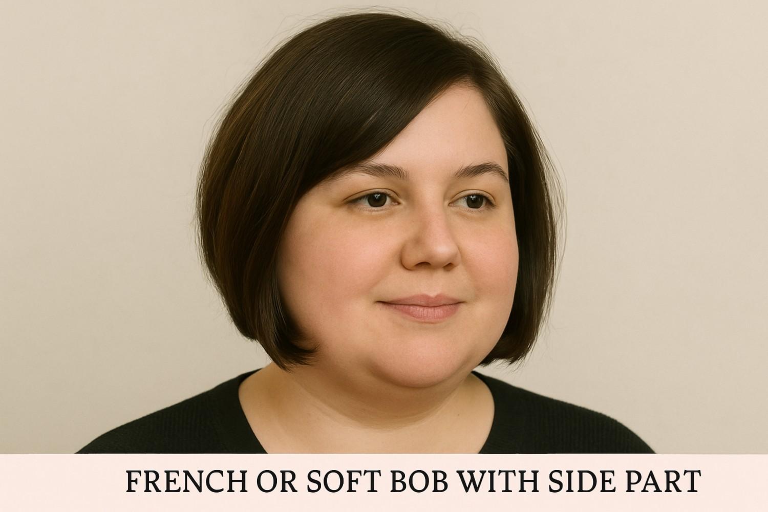 French or soft bob with side part for a fat face