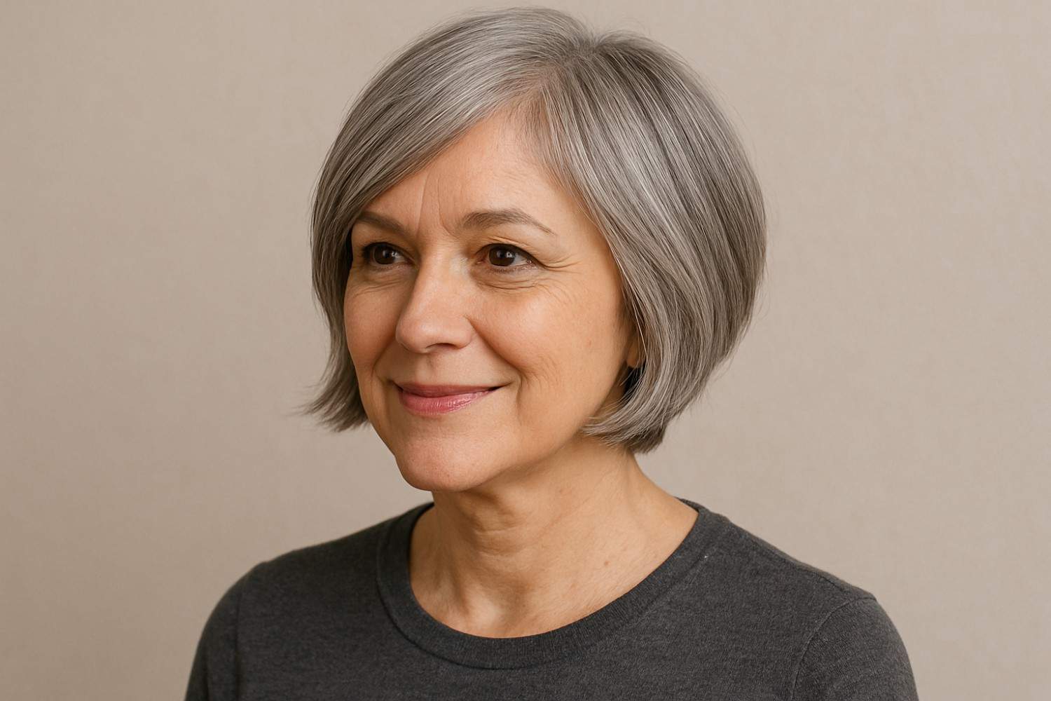 Layered bob haircut for grey hair