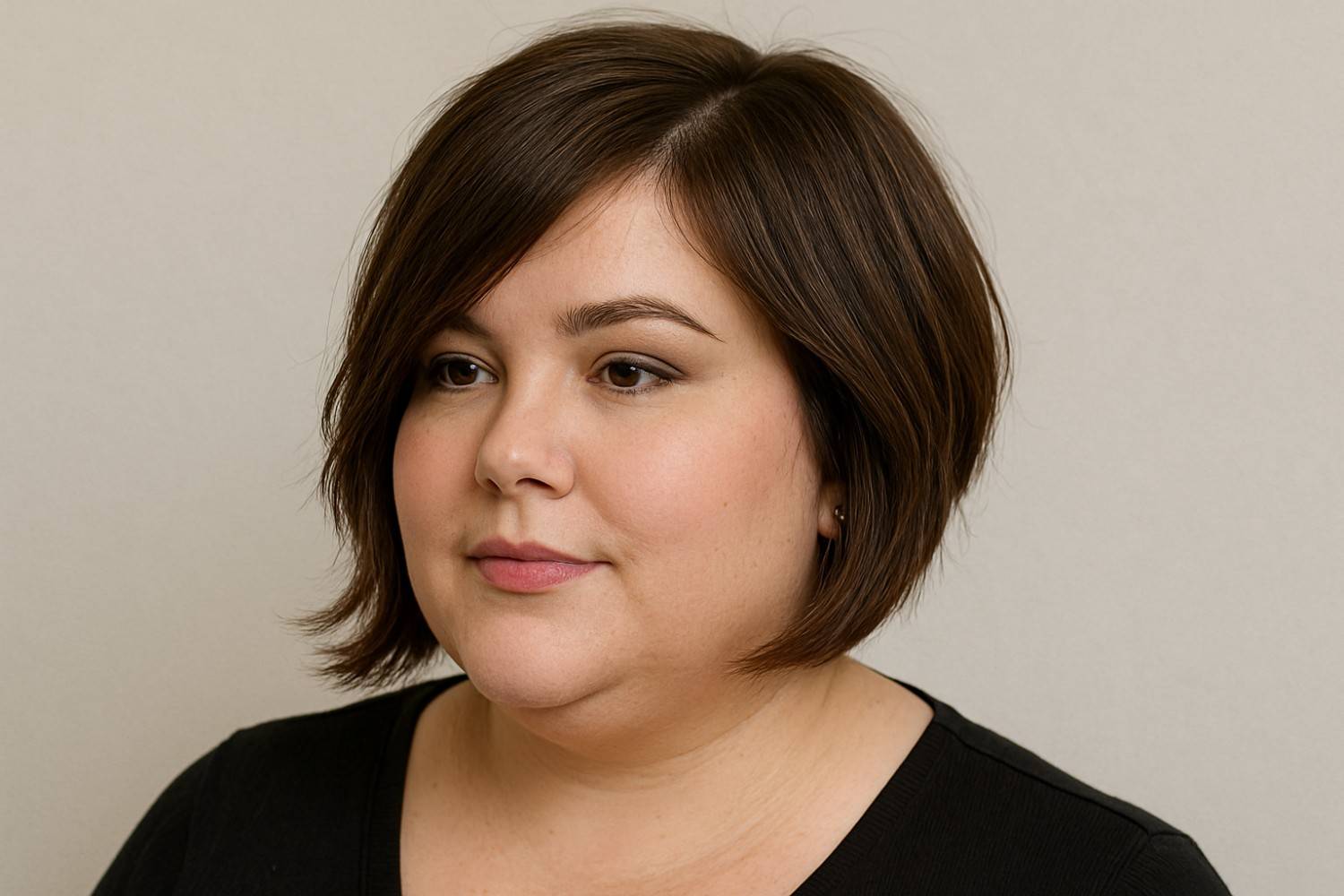 Layered bob haircut for round face