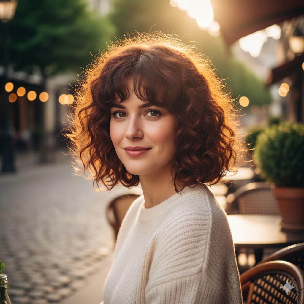 LayeredA-line curly bob (French or Italian inspired)