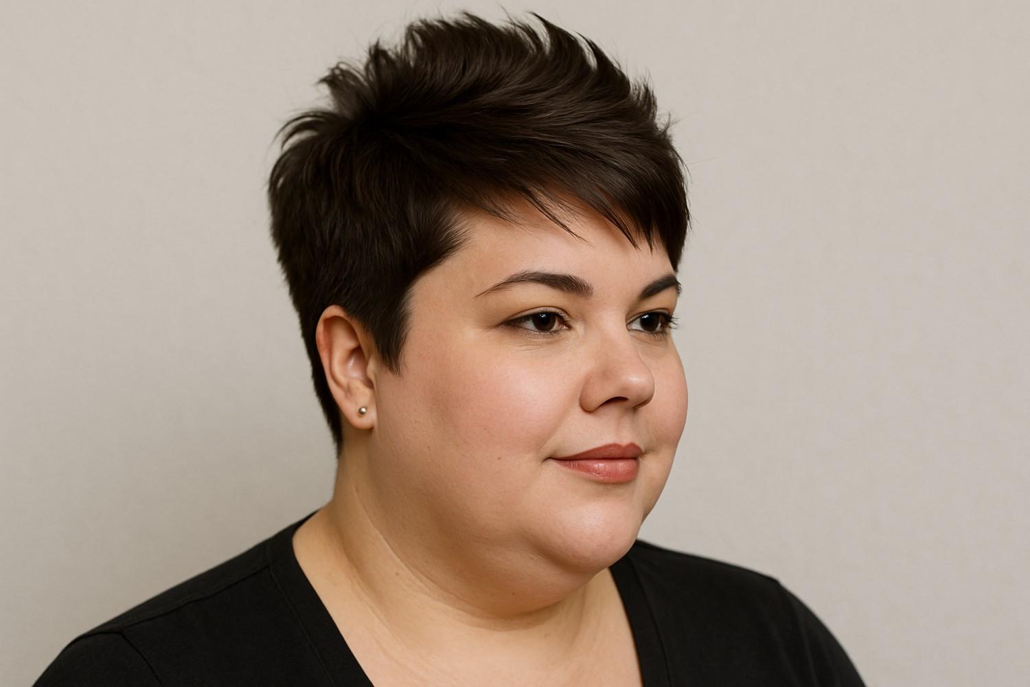 Pixie with crown lift for round face