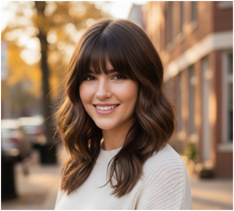 blunt bangs- haircuts for thin hair to look thicker