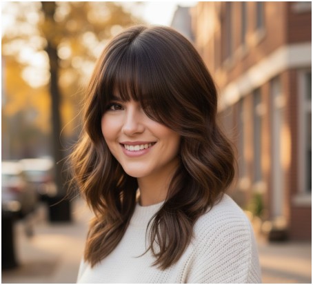 side-swept bang- haircuts for thin hair to look thicker