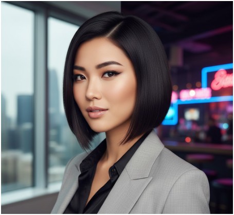Concave Bob: Edgy and Youthful- trendy korean short haircuts