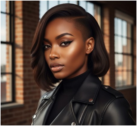 asymmetrical bob with an undercut- short haircuts for black women shaved on sides