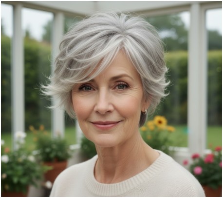 Layered Pixie- very short pixie cuts for older woman