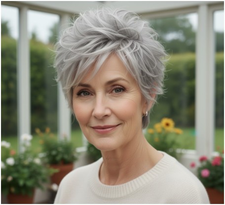 Spiky or Choppy Pixie- very short pixie cuts for older woman