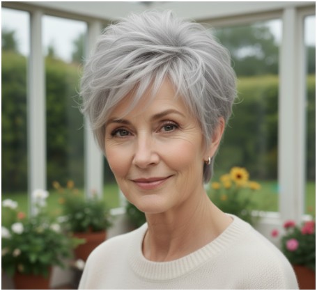 Feathered Tapered Pixie- very short pixie cuts for older woman