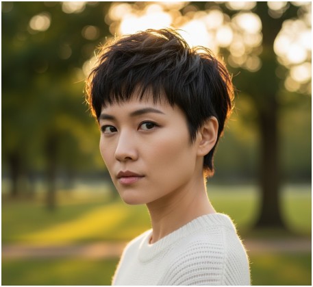 Textured Pixie- short haircuts asian