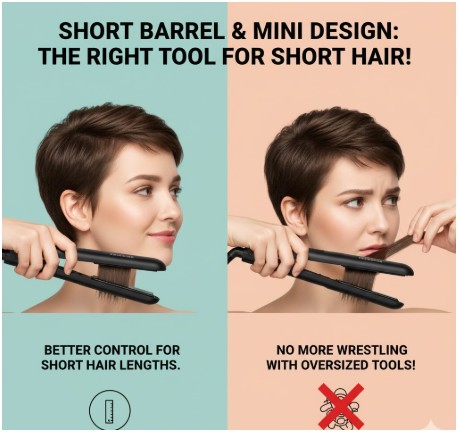 maller irons give better control for short hair