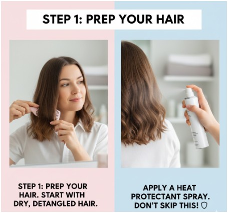 Prep your hair- what size curling iron for short hair