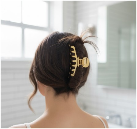 simple twist-and-clip- how to wear a claw clip with short hair
