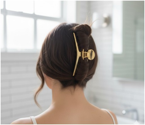 faux French twist- how to wear a claw clip with short hair