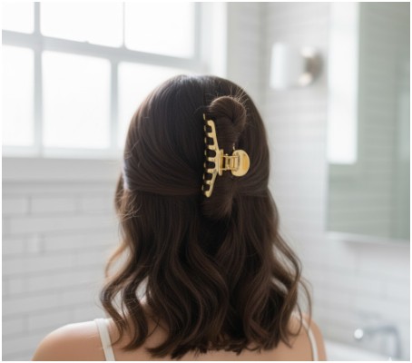 Clipped-Up Side Twists- how to wear a claw clip with short hair