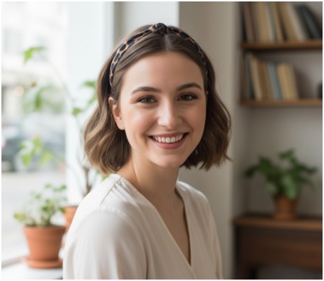 a classic look- how to wear a headband with short hair