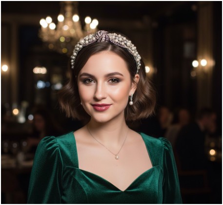 pick an embellished headband- how to wear a headband with short hair