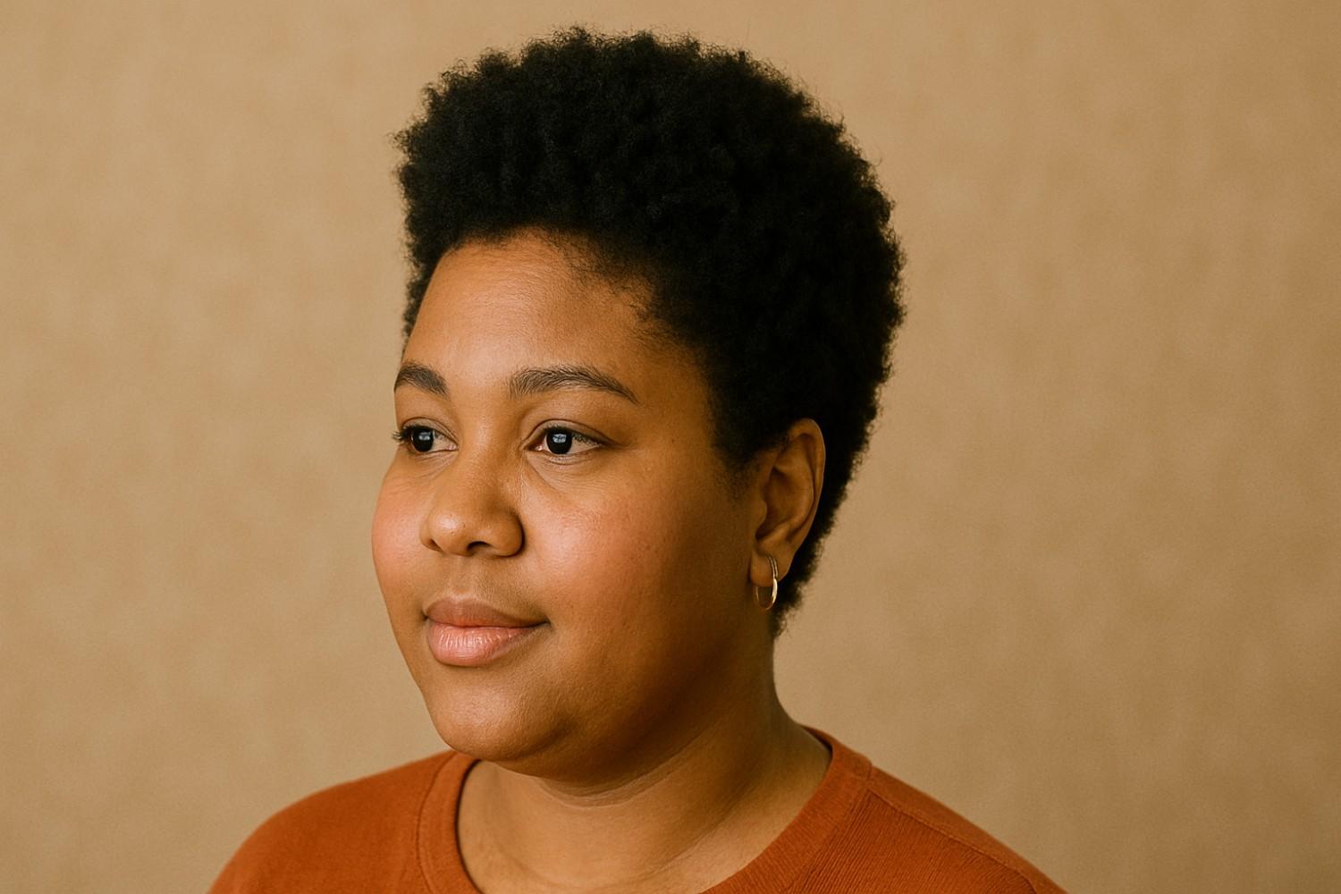 TWA (Teeny Weeny Afro) with Height for round face