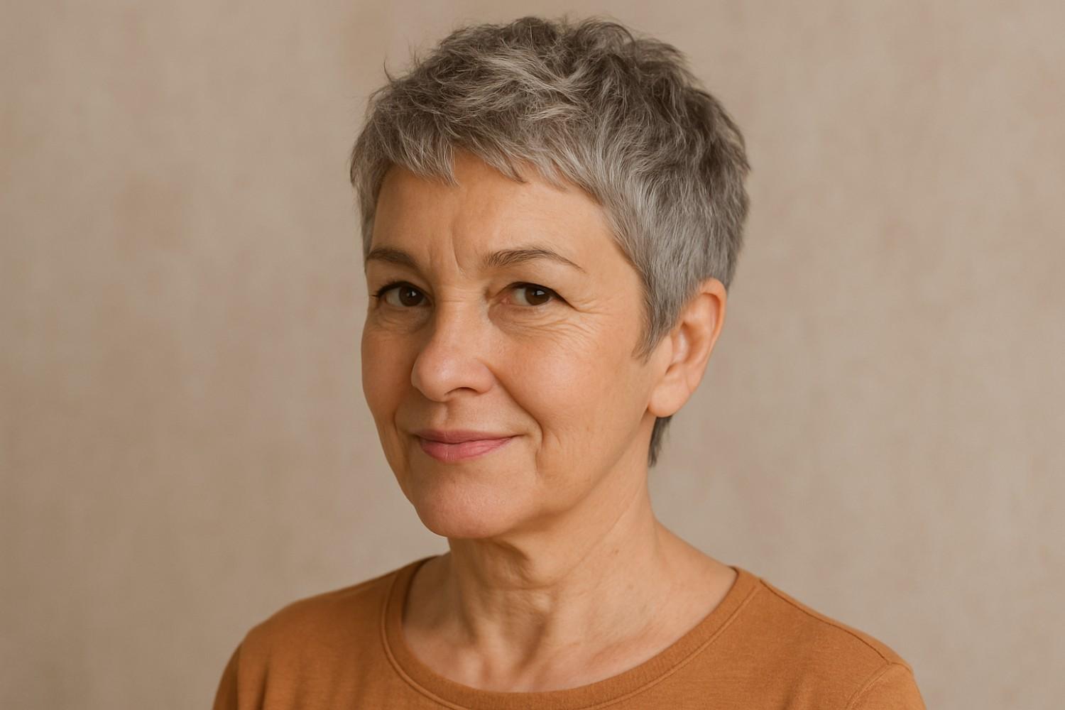 Textured Pixie for Short Grey hair