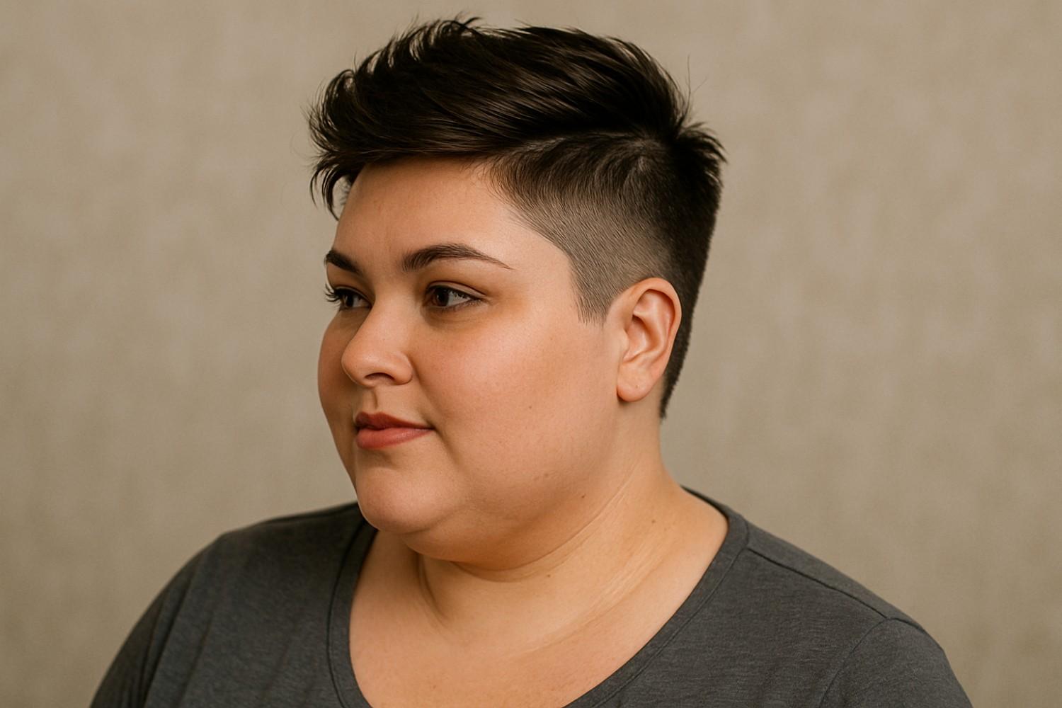 Undercut pixie haircut for Curvy woman