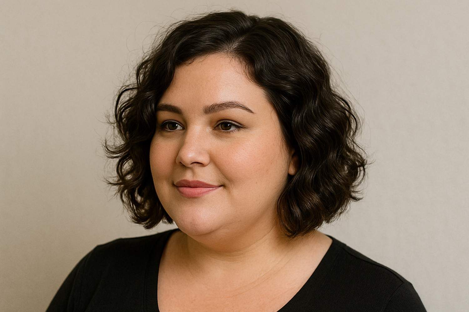 Wavy or curly bob haircut